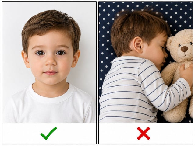 Correct And Incorrect Child Applicant Photos