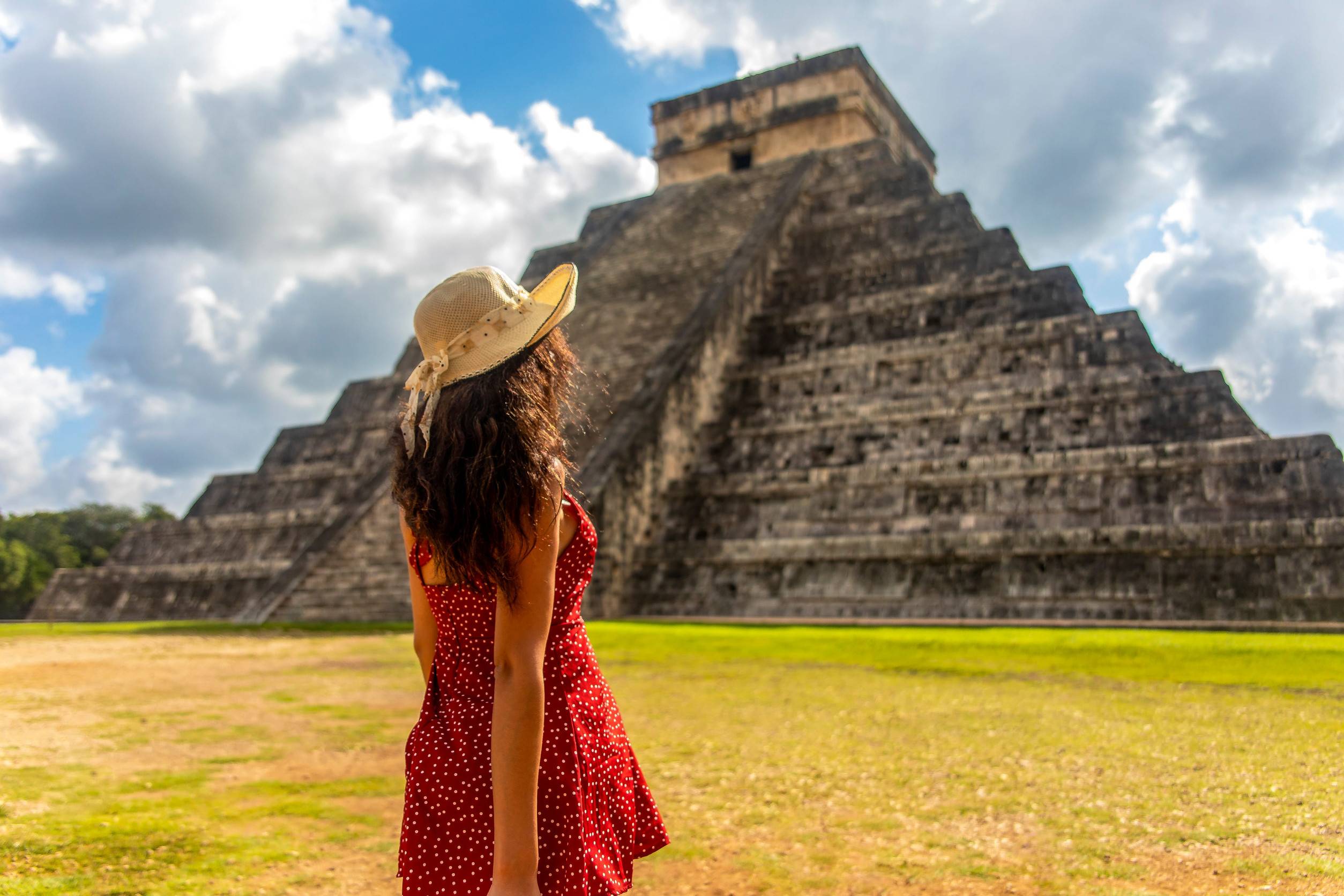 A Girl Observing The Chichen Itza