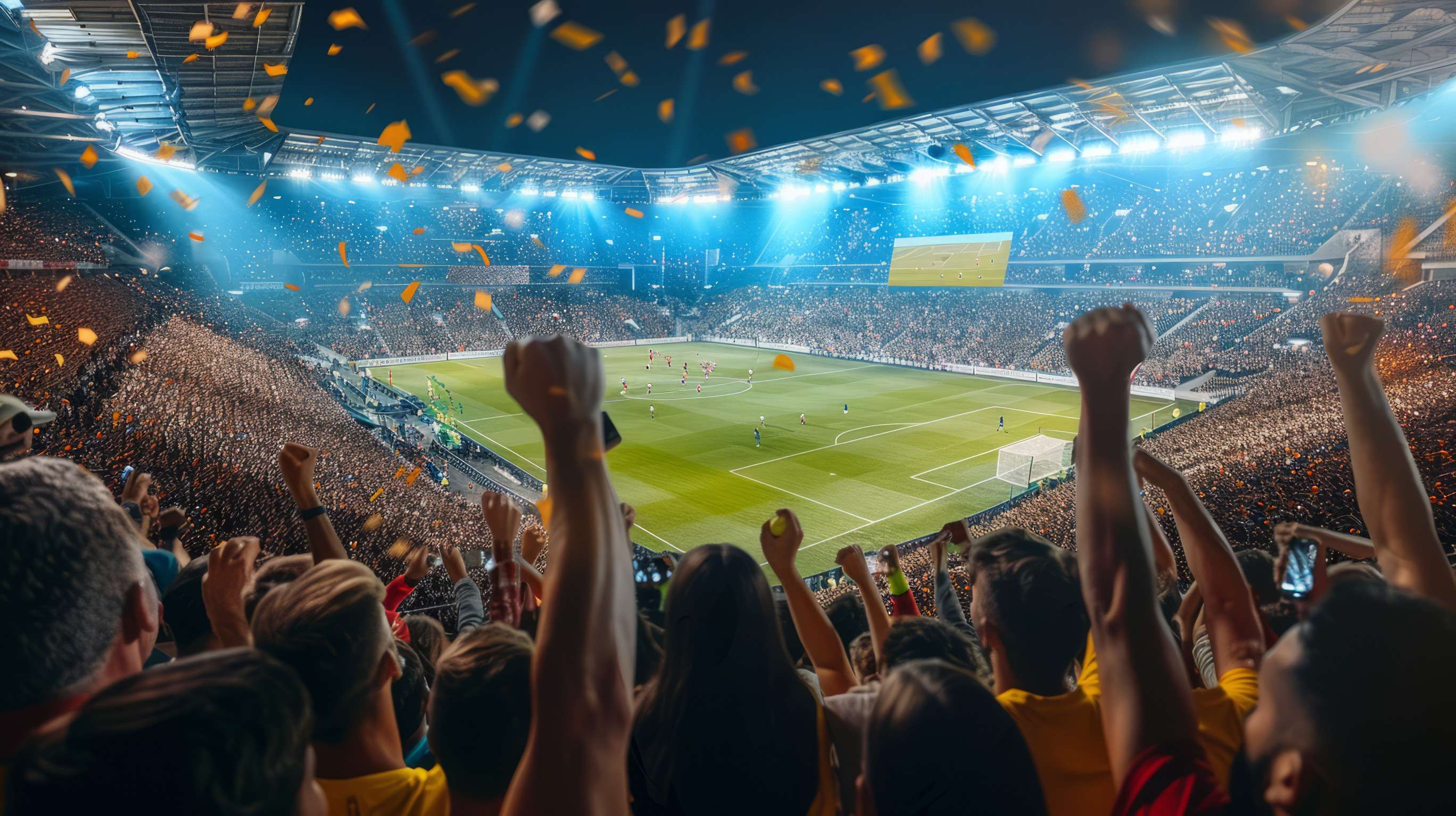 Excited Crowd Cheering At Soccer Match