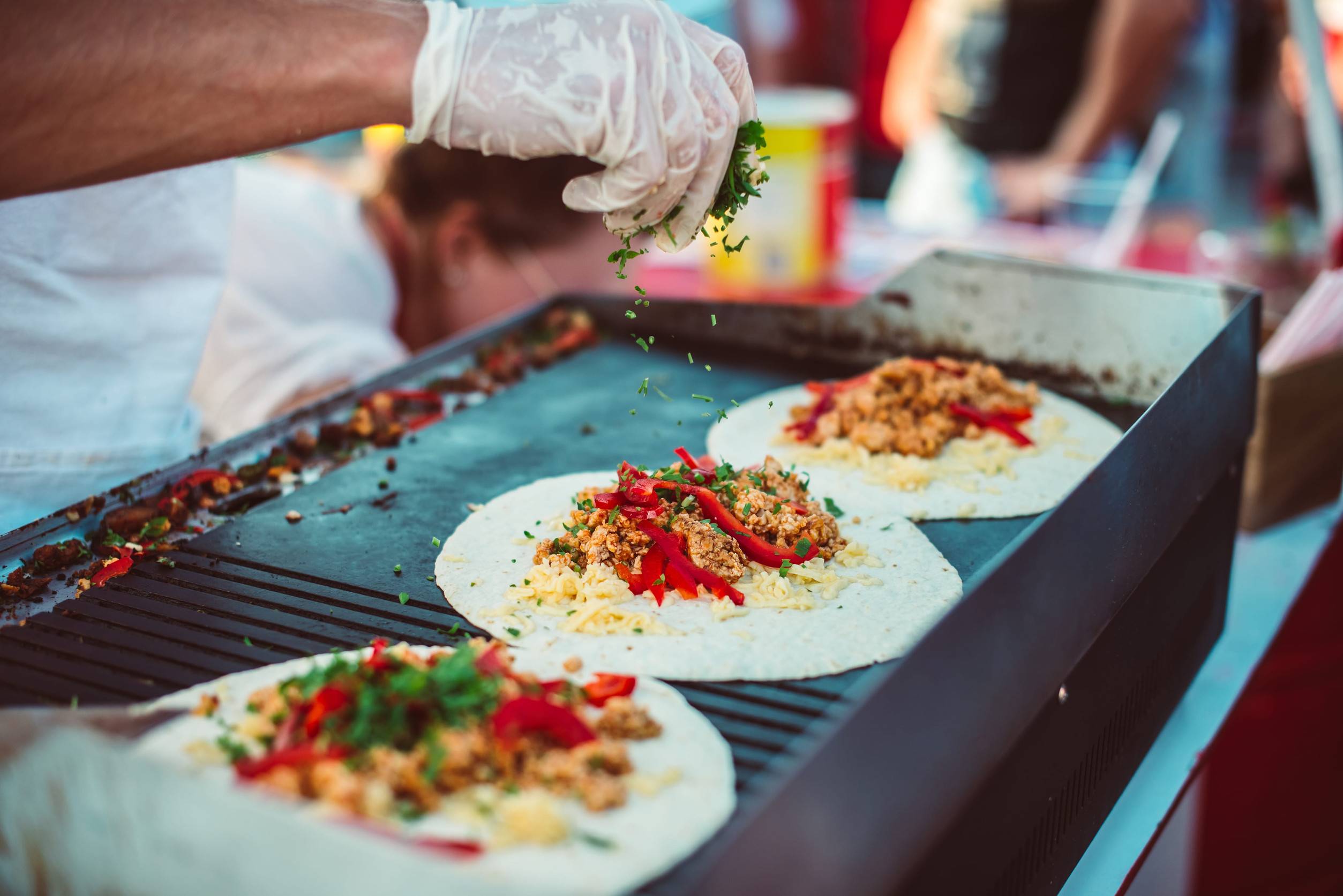 Freshly prepared tortilla wraps in Mexico
