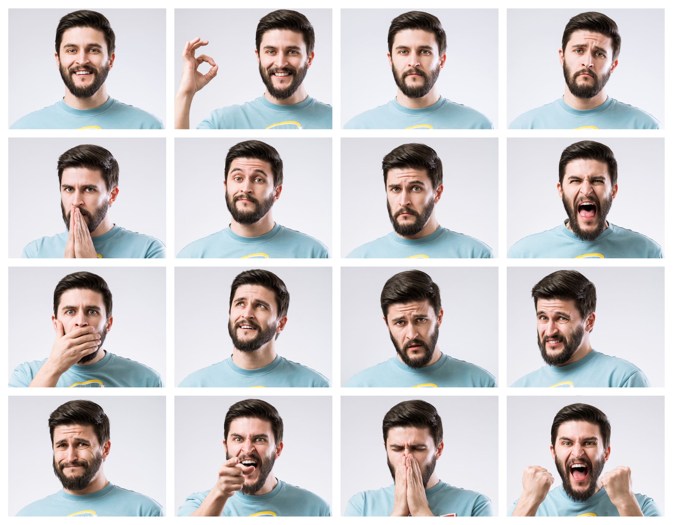Faces Set Of Handsome Bearded Guy