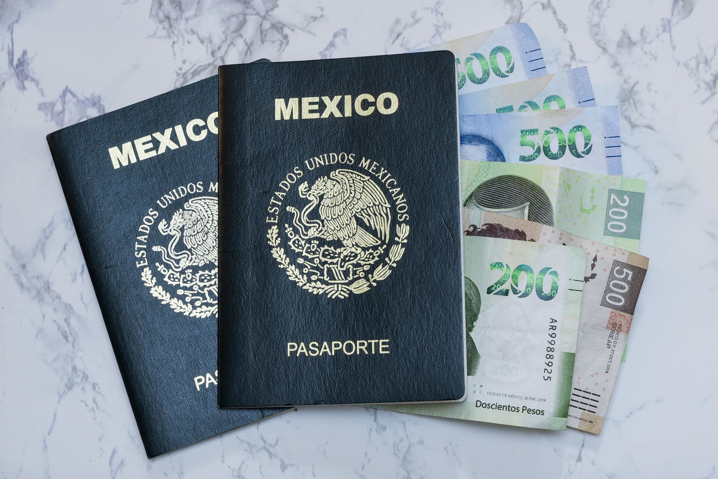 High Angle View Of Two Mexican Passports
