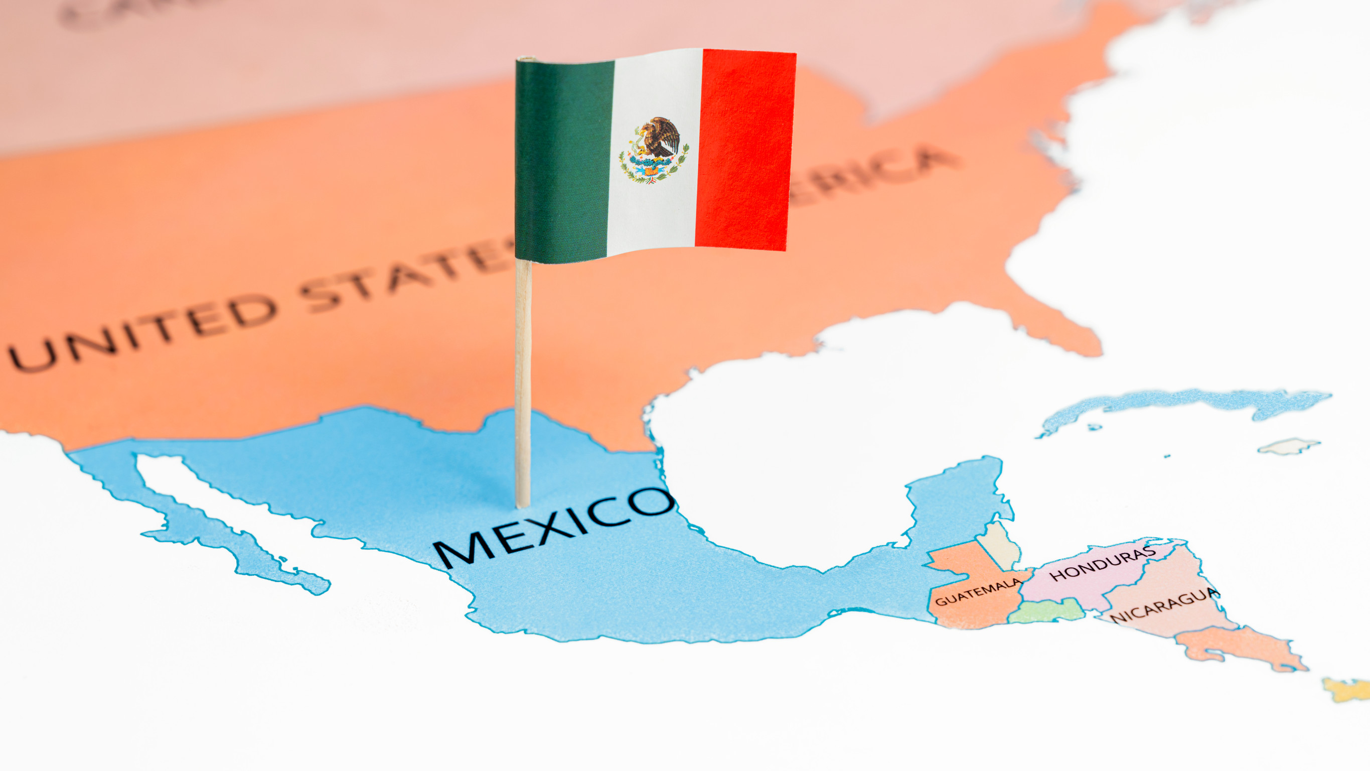 Map Of Mexico With The National Flag Of Mexico Map Of Mexico With The National Flag Of Mexico