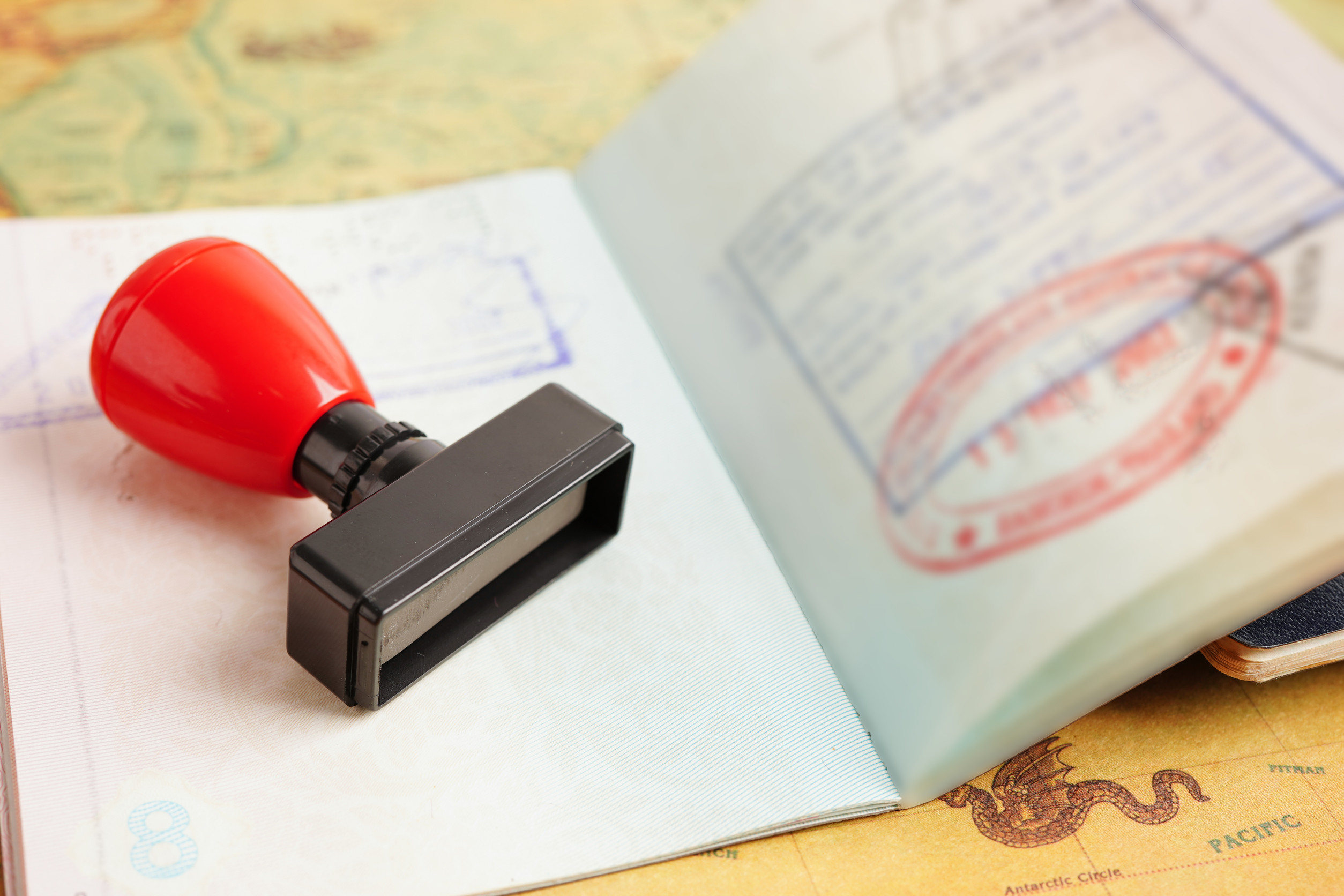 Visa And Passport Document To Immigration At Airport Visa And Passport Document To Immigration At Airport