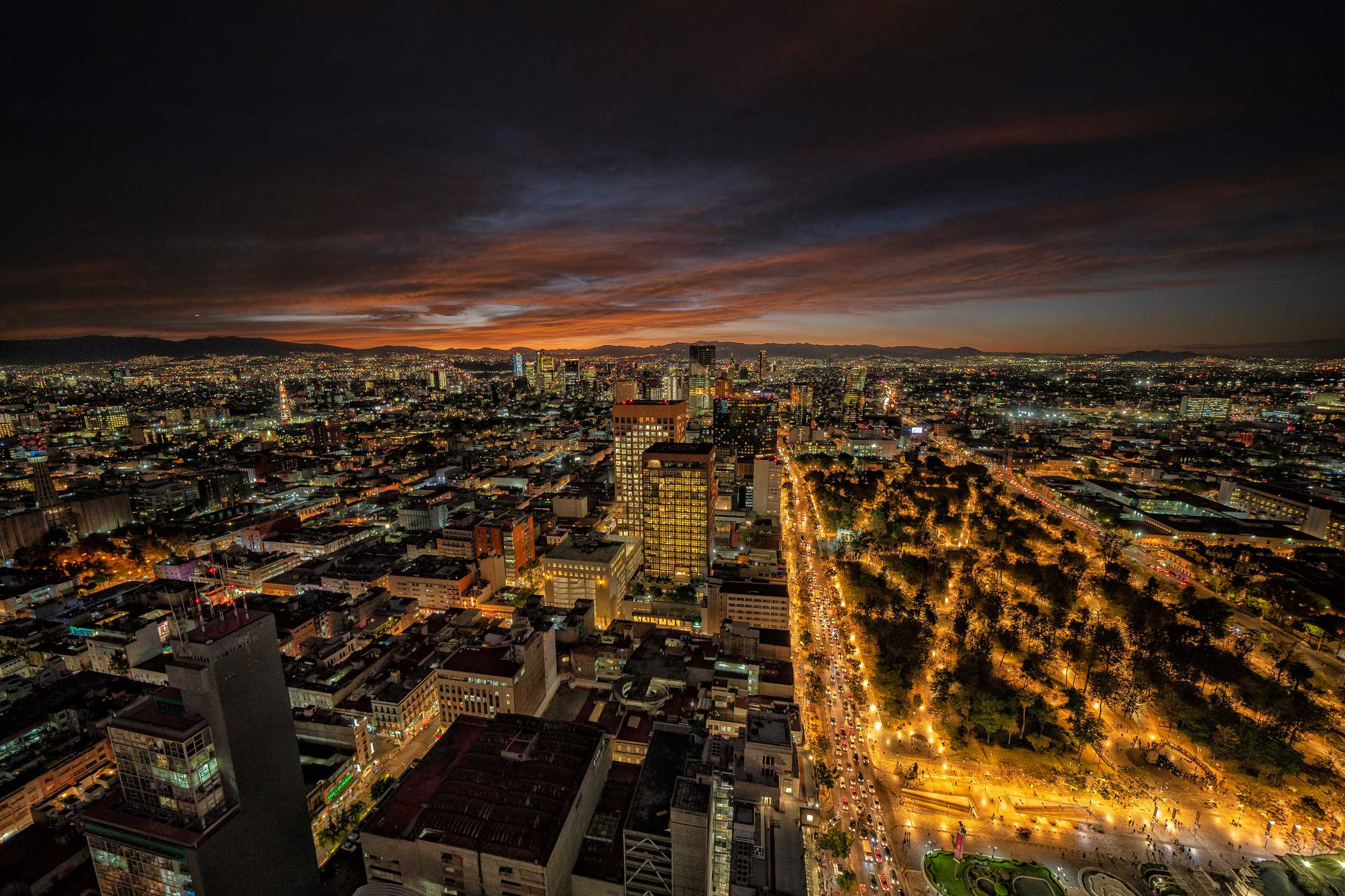 Mexico City Aerial View Panorama At Night