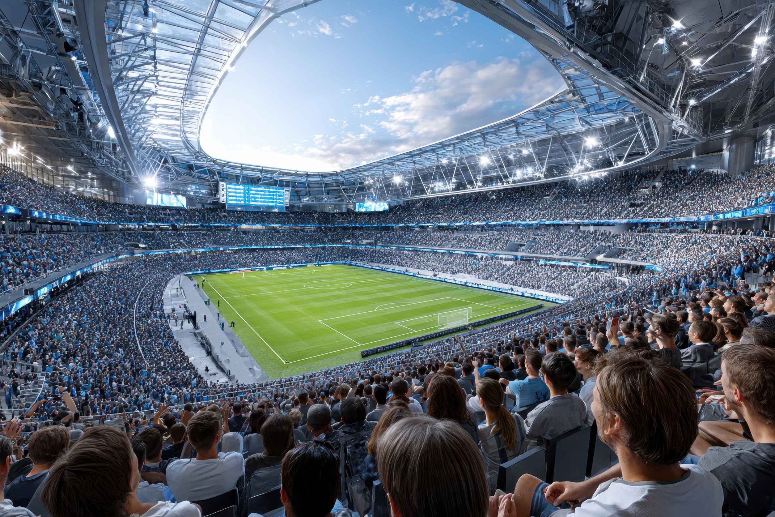 Soccer Match Crowd In Modern Stadium