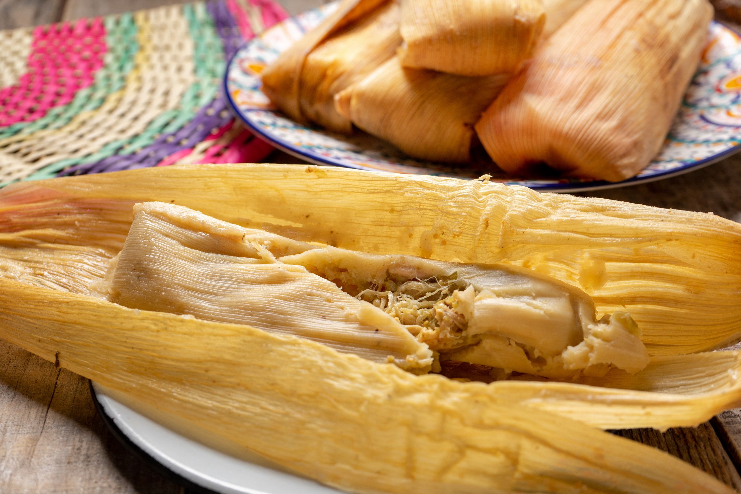 Traditional Mexican chicken tamales dish Traditional Mexican chicken tamales dish